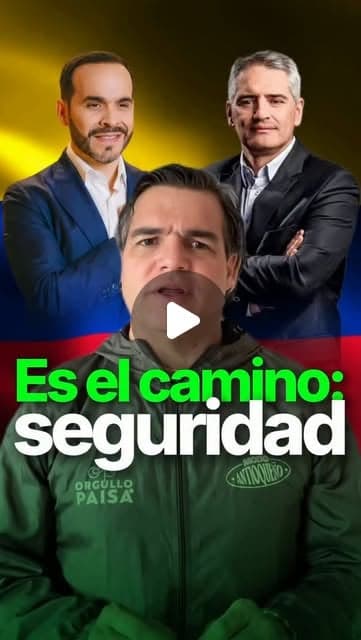 Pieza gráfica de Alejandro Arbeláez A. con otras dos personas sobre fondo amarillo; texto «Es el camino: seguridad»
